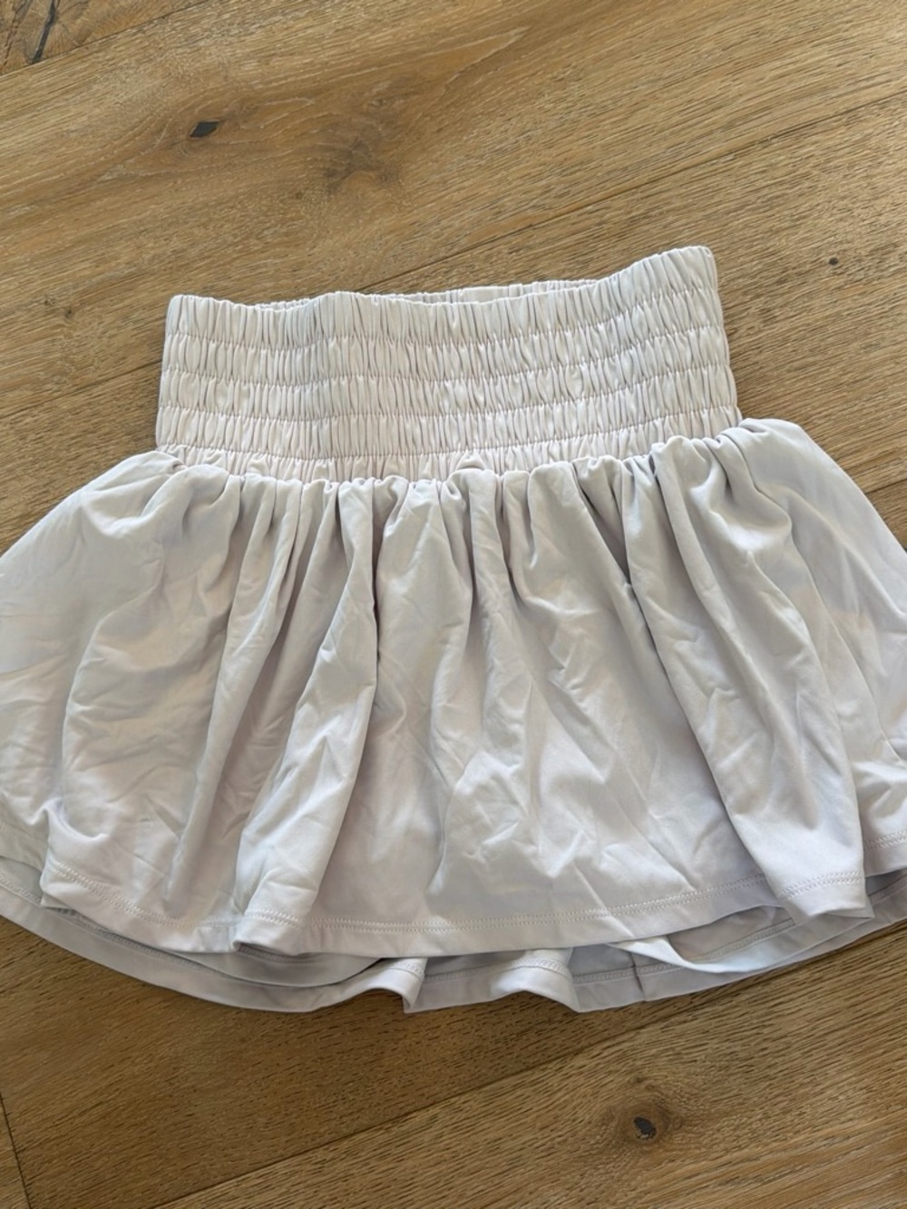 Smocked Waist Mini Skort in light gray
